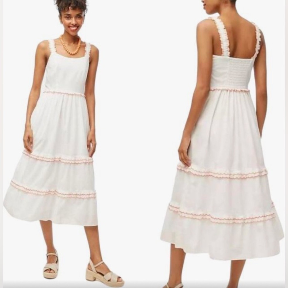 NWOT J CREW Scalloped-trim Tiered Midi Dress Sz. 6. CHIC, CLASSIC, SUNDRESS